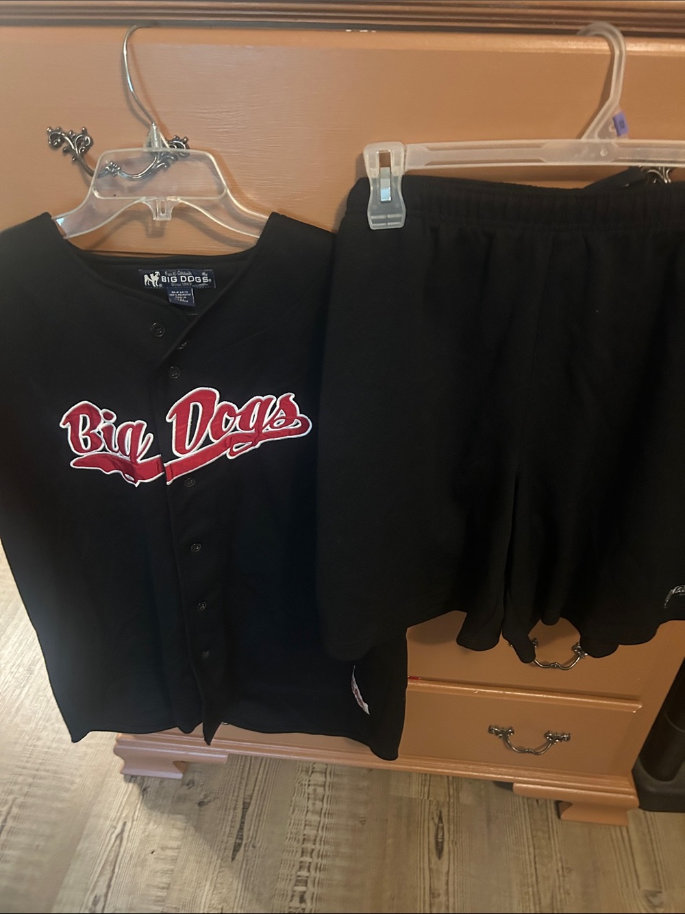 Big Dogs Black short Set with Red Script Logo